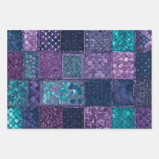 Kleurrijke Patchwork Quilt Wrapping Paper Sheets (Voorkant)