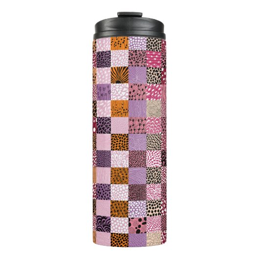 Kleurrijke Patchwork Reisbeker Thermosbeker (Voorkant)