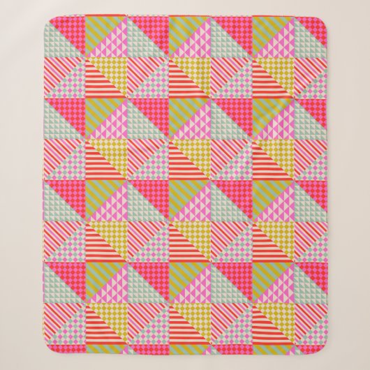 Kleurrijke Patchwork Sherpa Bank Leesdeken Deken (Voorkant)