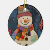 Kleurrijke Patchwork Snowman Kerstversiering Keramisch Ornament (Links)