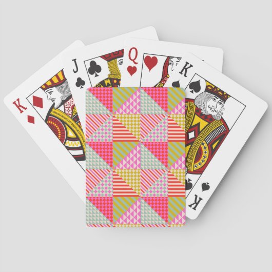 Kleurrijke Patchwork Spelletjesavond Speelkaarten (Achterkant)