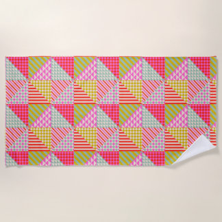 Kleurrijke Patchwork Strandhanddoek | Zomer & Vaka Strandlaken