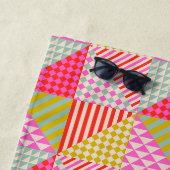 Kleurrijke Patchwork Strandhanddoek | Zomer & Vaka Strandlaken (In situ)