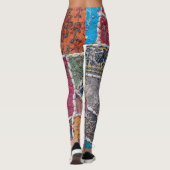 Kleurrijke Patchwork Tapijt Closeup Detail Leggings (Achterkant)