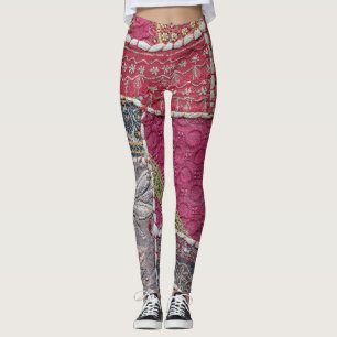 Kleurrijke Patchwork Tapijt Closeup Detail Leggings