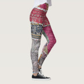 Kleurrijke Patchwork Tapijt Closeup Detail Leggings (Rechts)