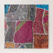Kleurrijke Patchwork Tapijt Closeup Detail Legpuzzel (Horizontaal)