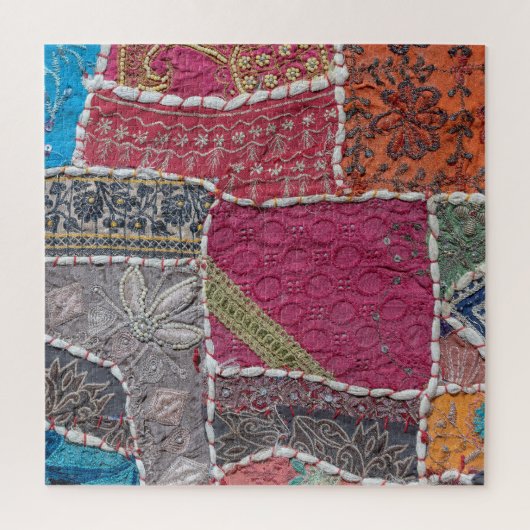 Kleurrijke Patchwork Tapijt Closeup Detail Legpuzzel (Verticaal)