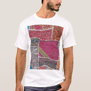 Kleurrijke Patchwork Tapijt Closeup Detail T-shirt