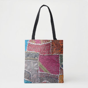 Kleurrijke Patchwork Tapijt Closeup Detail Tote Bag