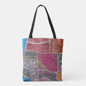 Kleurrijke Patchwork Tapijt Closeup Detail Tote Bag (Achterkant)