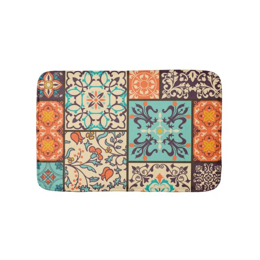 Kleurrijke Patchwork Tegel: Islamitische Majolica  Badmat (Voorkant)