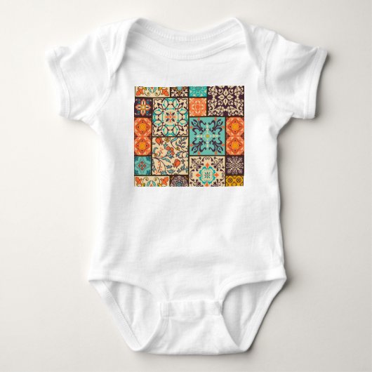 Kleurrijke Patchwork Tegel: Islamitische Majolica Romper (Voorkant)