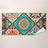 Kleurrijke patchwork tegel: Islamitische motieven. Badhanddoek (Badhanddoek)