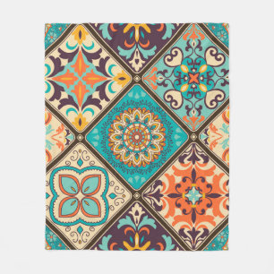 Kleurrijke patchwork tegel: Islamitische motieven. Fleece Deken