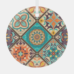 Kleurrijke patchwork tegel: Islamitische motieven. Glas Ornament
