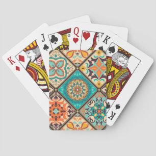 Kleurrijke patchwork tegel: Islamitische motieven. Pokerkaarten