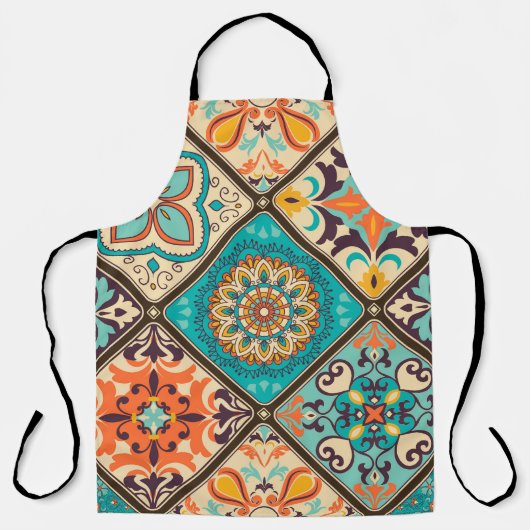 Kleurrijke patchwork tegel: Islamitische motieven. Schort (Voorkant)