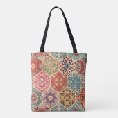 Kleurrijke Patchwork Tegel Islamitische Motieven Tote Bag (Achterkant)