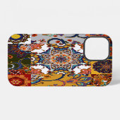 Kleurrijke Patchwork Tegel: Majolica Pottery Style iPhone Hoesje (Achterkant horizontaal)