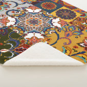 Kleurrijke Patchwork Tegel: Majolica Pottery Style Sherpa Deken (3/4)