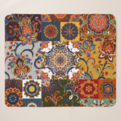 Kleurrijke Patchwork Tegel: Majolica Pottery Style Sherpa Deken (Voorkant (horizontaal))