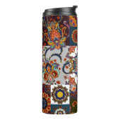 Kleurrijke Patchwork Tegel: Majolica Pottery Style Thermosbeker (Gedraaid links)