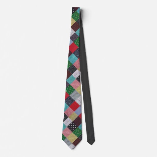 kleurrijke patchwork vierkantjes stijlvol  stropdas (Voorkant)