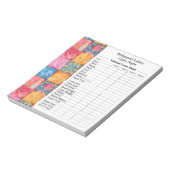 Kleurrijke patchworkprint Yahtzee-avond Notitieblok (Linkerzijde)