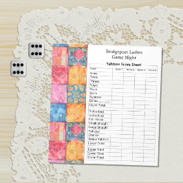 Kleurrijke patchworkprint Yahtzee-avond Notitieblok