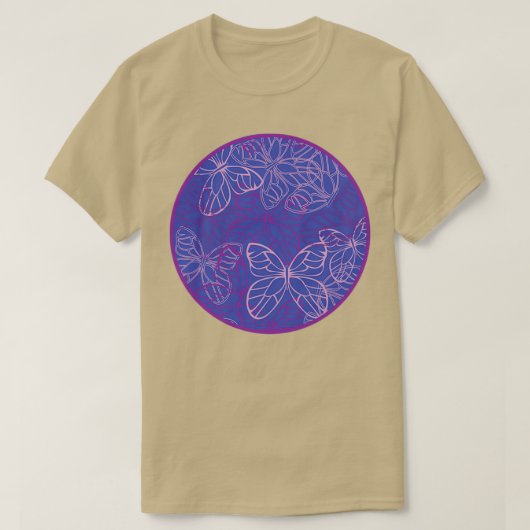 Kleurrijke patelvlinders met blauwe achtergrond P T-shirt (Design voorkant)