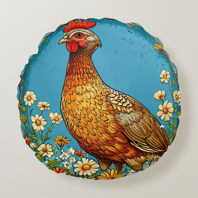 Kleurrijke patrijs vogel platteland natuur rond kussen (Voorkant)