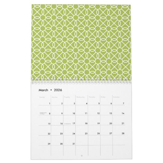 Kleurrijke patronen en funky Design Kalender (Mar 2026)