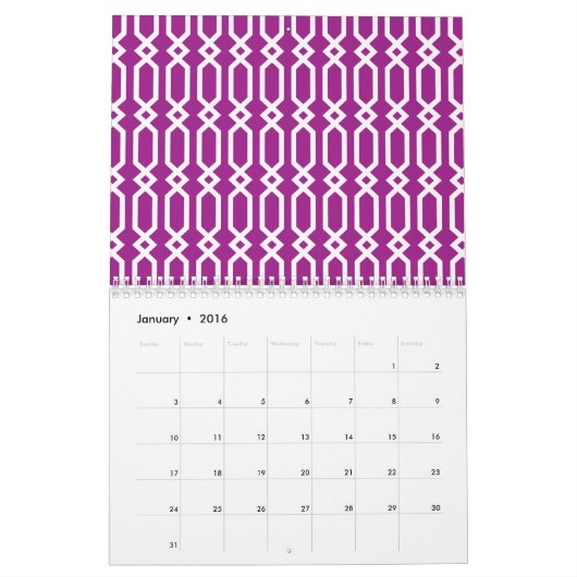 Kleurrijke patronen en funky Design Kalender (Jan 2016)