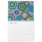 Kleurrijke patronen en funky ontwerpen kalender (Feb 2027)