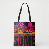 Kleurrijke patrontas met de tekst Awesome Tote Bag (Voorkant)