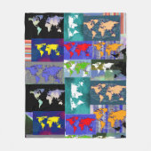 Kleurrijke Patroon Gemengde Wereldkaarten gestempe Fleece Deken (Voorkant)