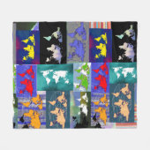 Kleurrijke Patroon Gemengde Wereldkaarten gestempe Fleece Deken (Voorkant (Horizontaal))