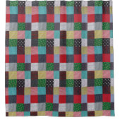 Kleurrijke patroonvierkanten van patchwork douchegordijn (Voorkant)