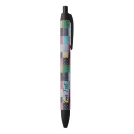kleurrijke patteren patchwork : promo zwarte inkt pen