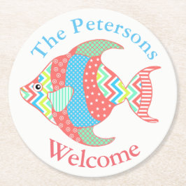 Kleurrijke Patterned Fish Custom Paper Onderzetter
