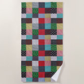 Kleurrijke Patterned Squares  Stijl Patchwork Strandlaken (Voorkant)