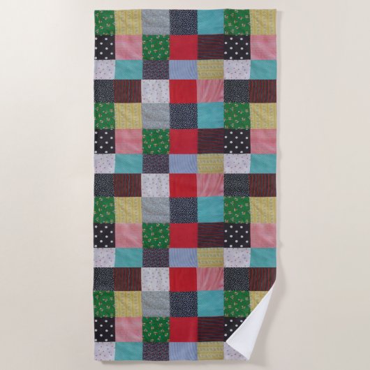 Kleurrijke Patterned Squares Stijl Patchwork Strandlaken (Voorkant)