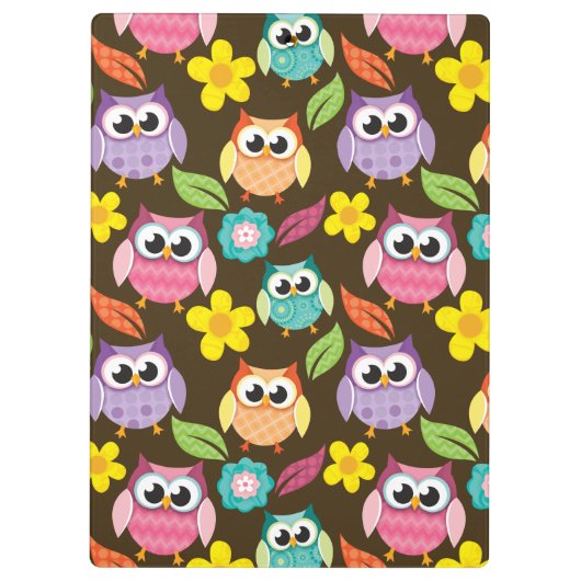 Kleurrijke Patterned Uilen en Bloemen Klembord (Achterkant)