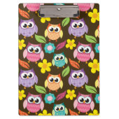 Kleurrijke Patterned Uilen en Bloemen Klembord (Voorkant)