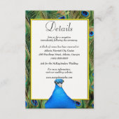 Kleurrijke pauw bruiloft details informatiekaartje (Voorkant)