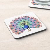 Kleurrijke Pauw Illustratie met Elegante Veer Bier Onderzetter (Linkerzijde)