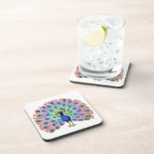 Kleurrijke Pauw Illustratie met Elegante Veer Bier Onderzetter (Rechterzijde)