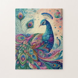 Kleurrijke Pauw Kunst 252-delige Legpuzzel