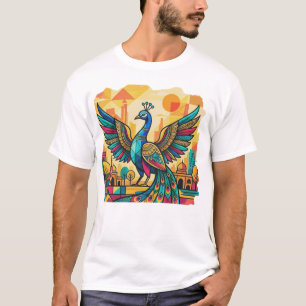 Kleurrijke Pauw Kunst Indische Pauw Illustratie T-shirt